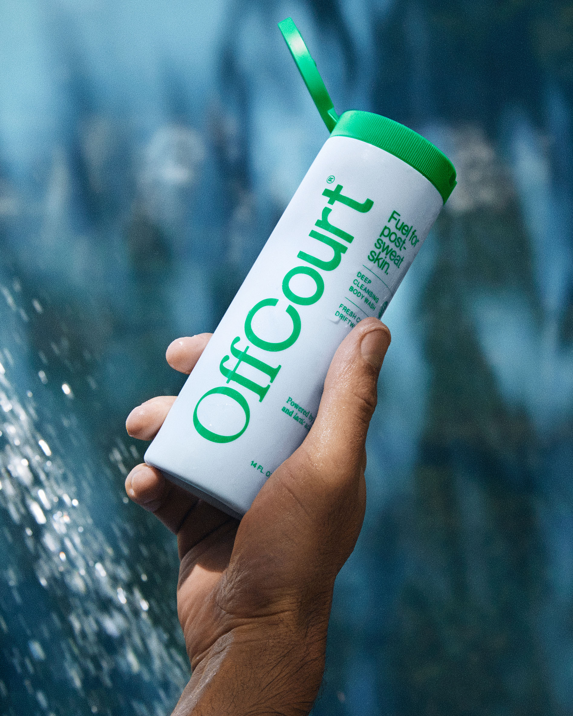 OffCourt's body wash in fresh citron + driftwood