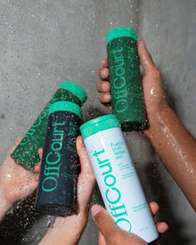 Group holding body wash under water